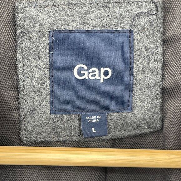 Gap Gray Long Sleeve Double Breasted Peacoat Wool Blend Jacket Size Large - Picture 3 of 10